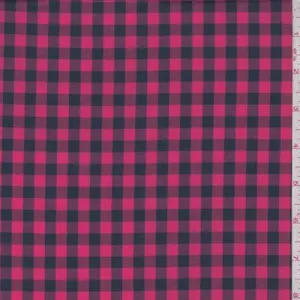 4 YD PC-Coral Red/Black Check Cotton Shirting Fabric