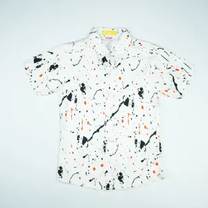 Abstract Splatter Print Short-Sleeve Shirt