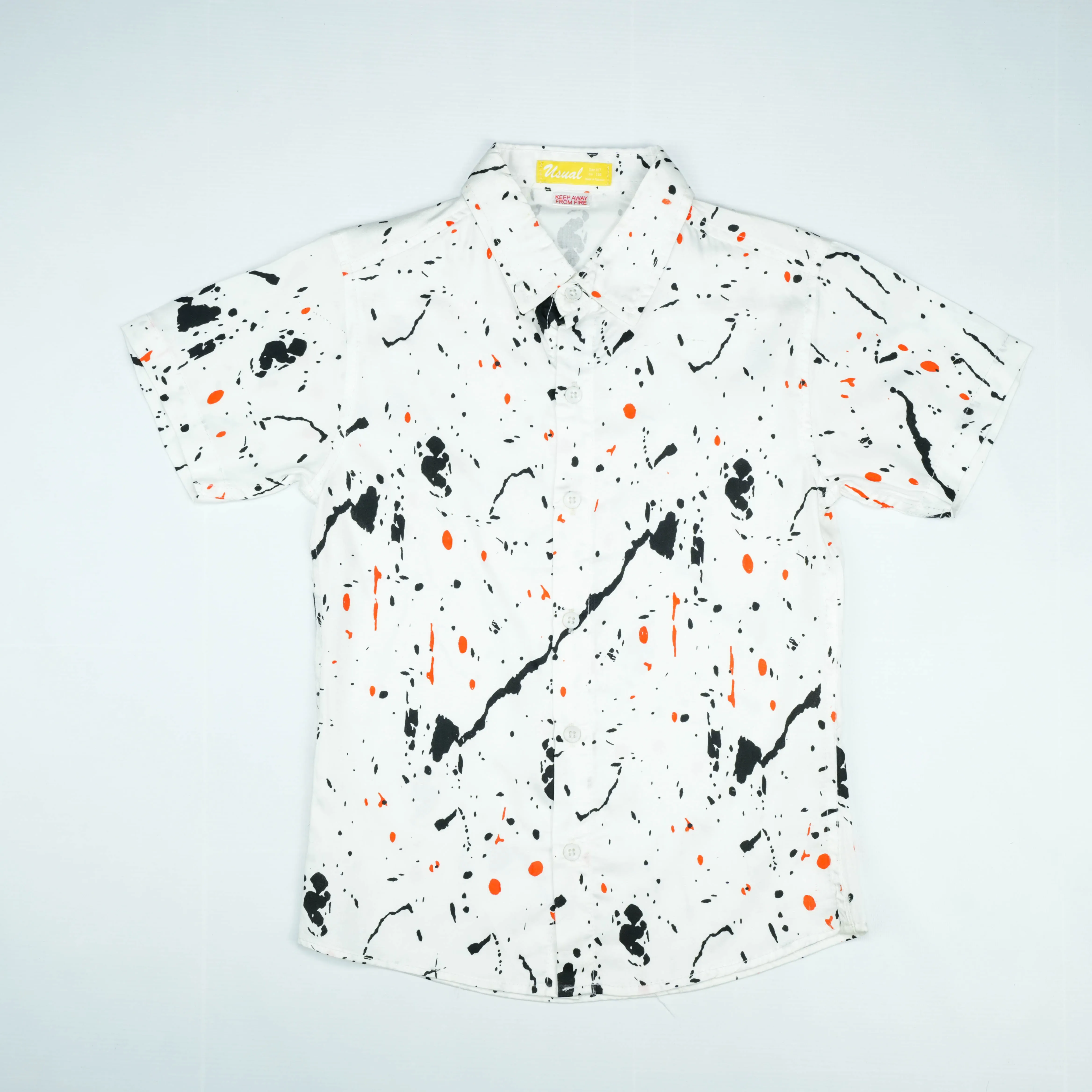 Abstract Splatter Print Short-Sleeve Shirt