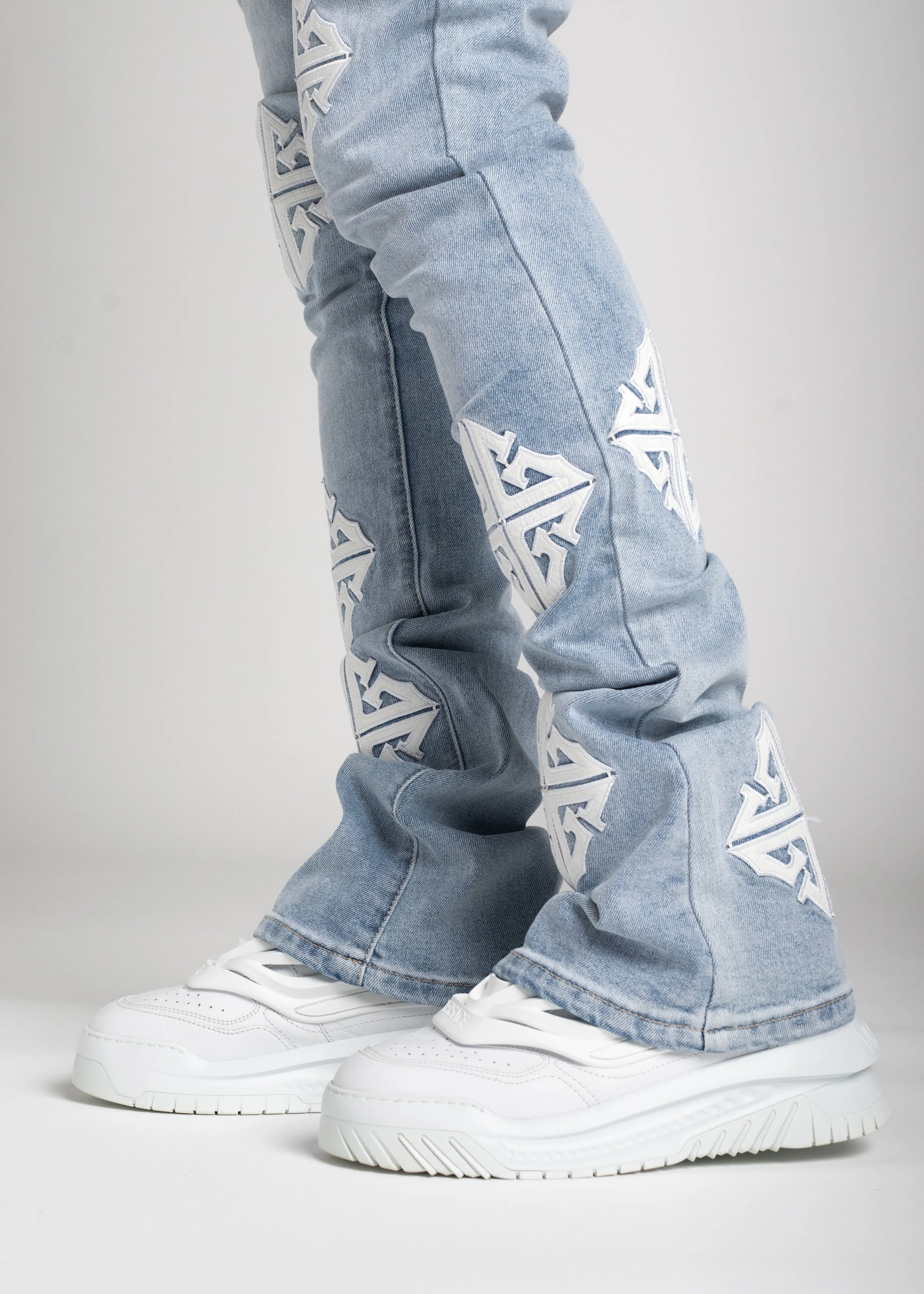 Aqua Blue Icon Stacked Denim