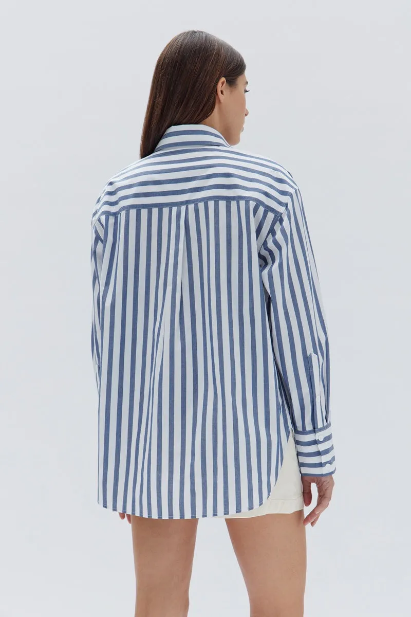 Assembly Label - Everyday Marie  Poplin Shirt -Royal Stripe