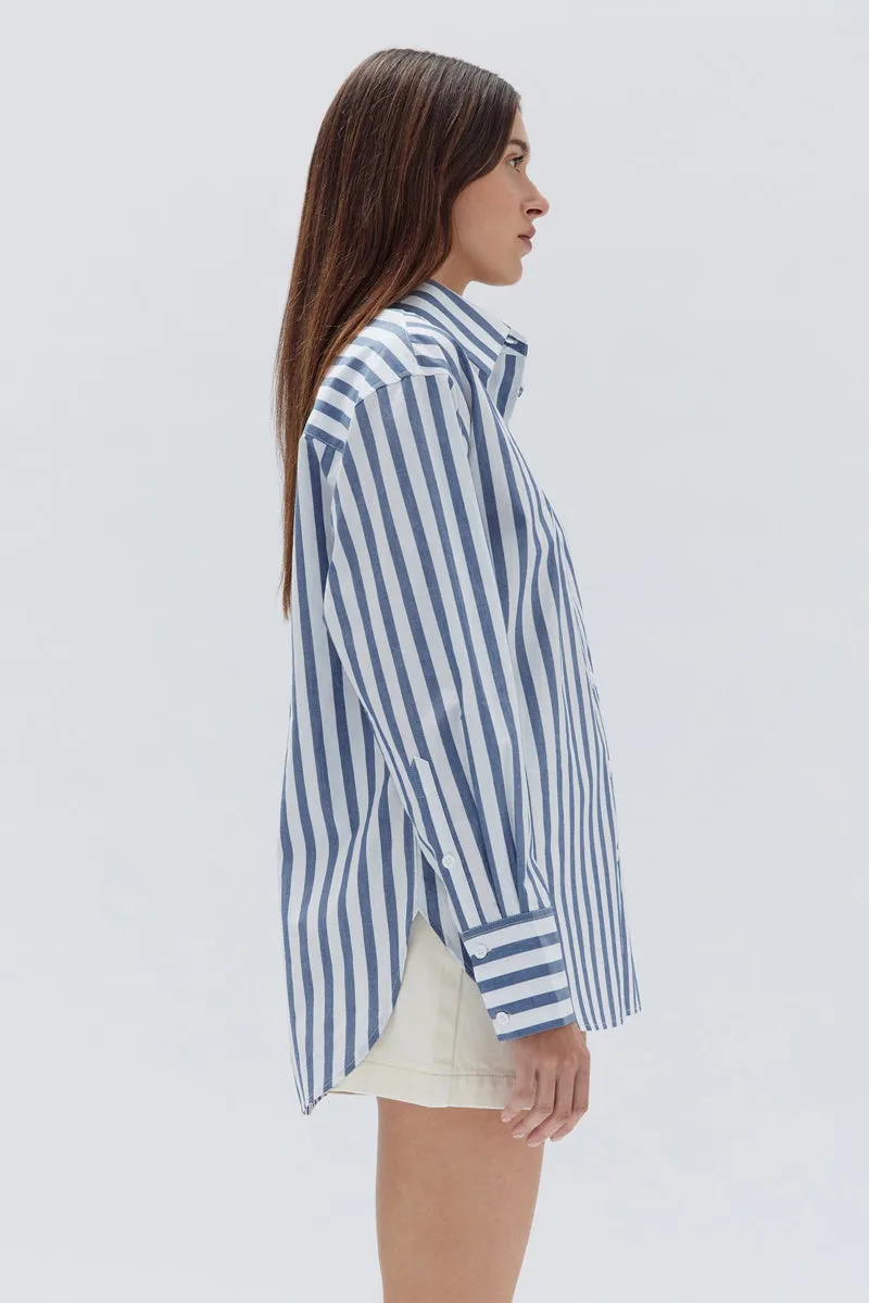 Assembly Label - Everyday Marie  Poplin Shirt -Royal Stripe