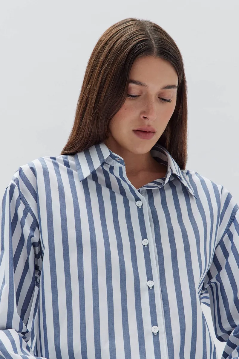 Assembly Label - Everyday Marie  Poplin Shirt -Royal Stripe