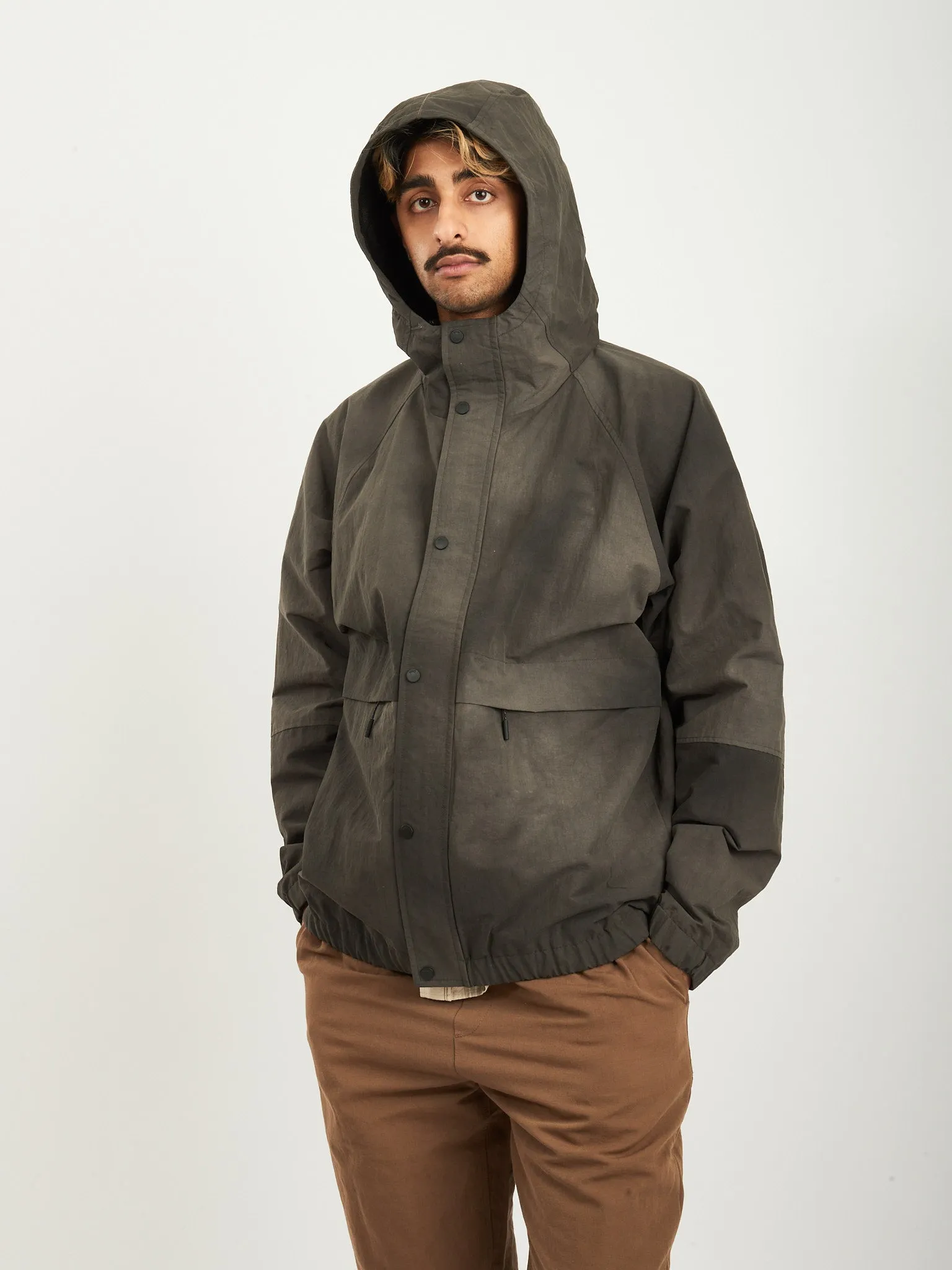 Black Herluf Wave Dye Nylon Windbreaker