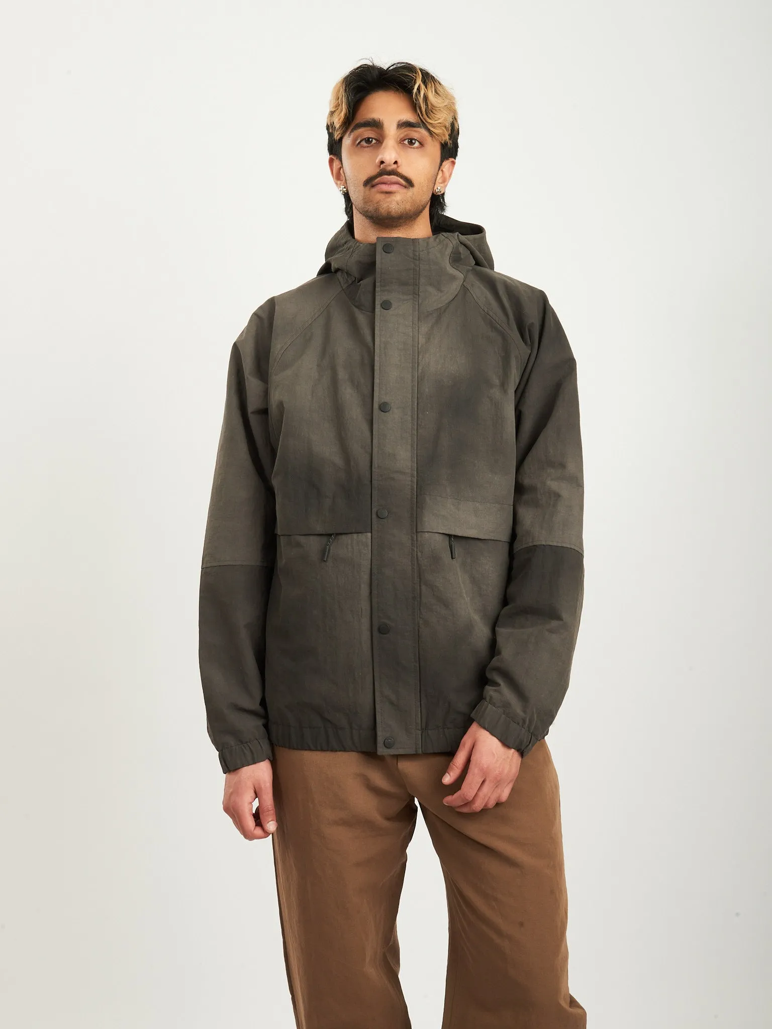 Black Herluf Wave Dye Nylon Windbreaker