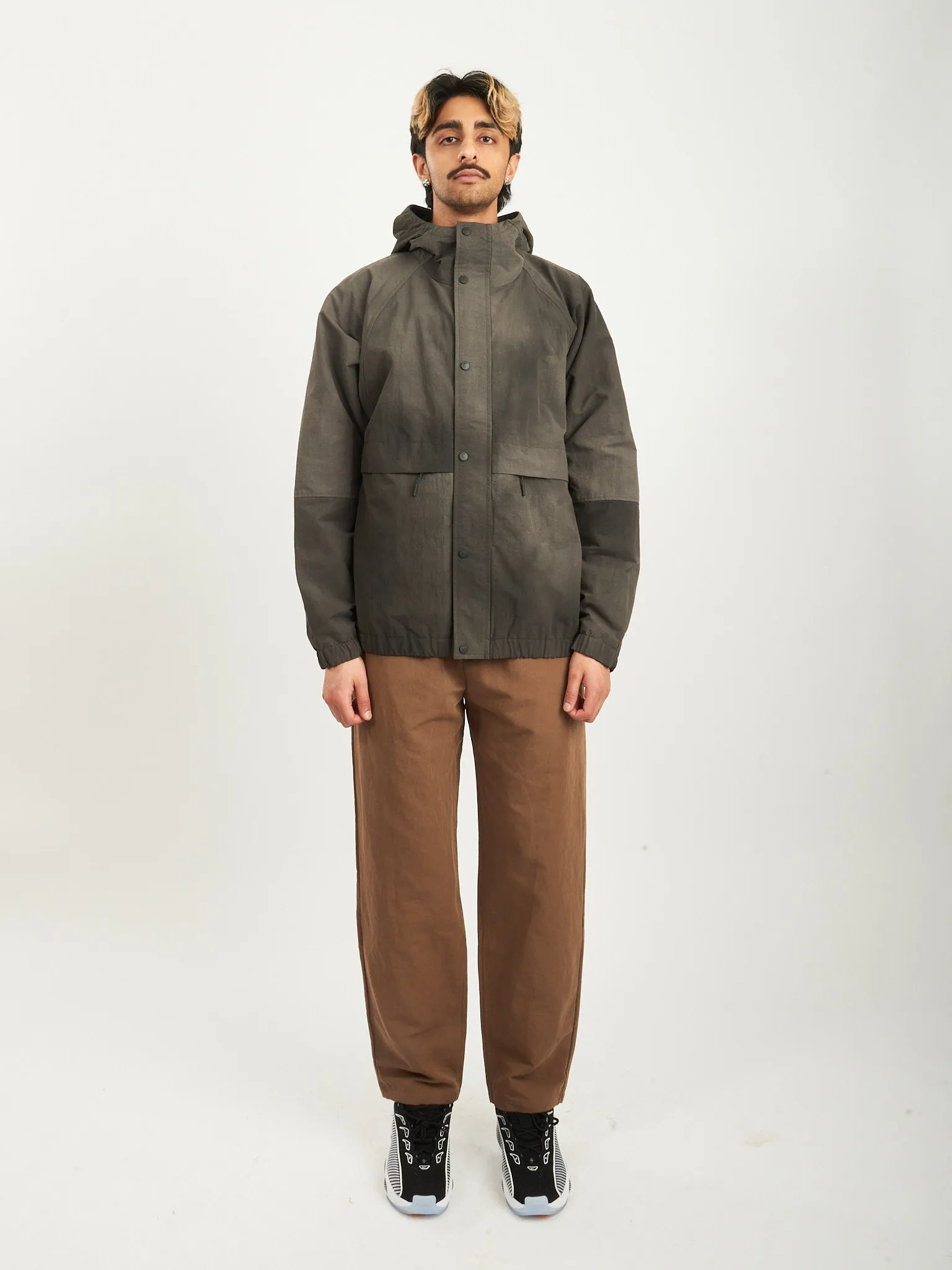 Black Herluf Wave Dye Nylon Windbreaker