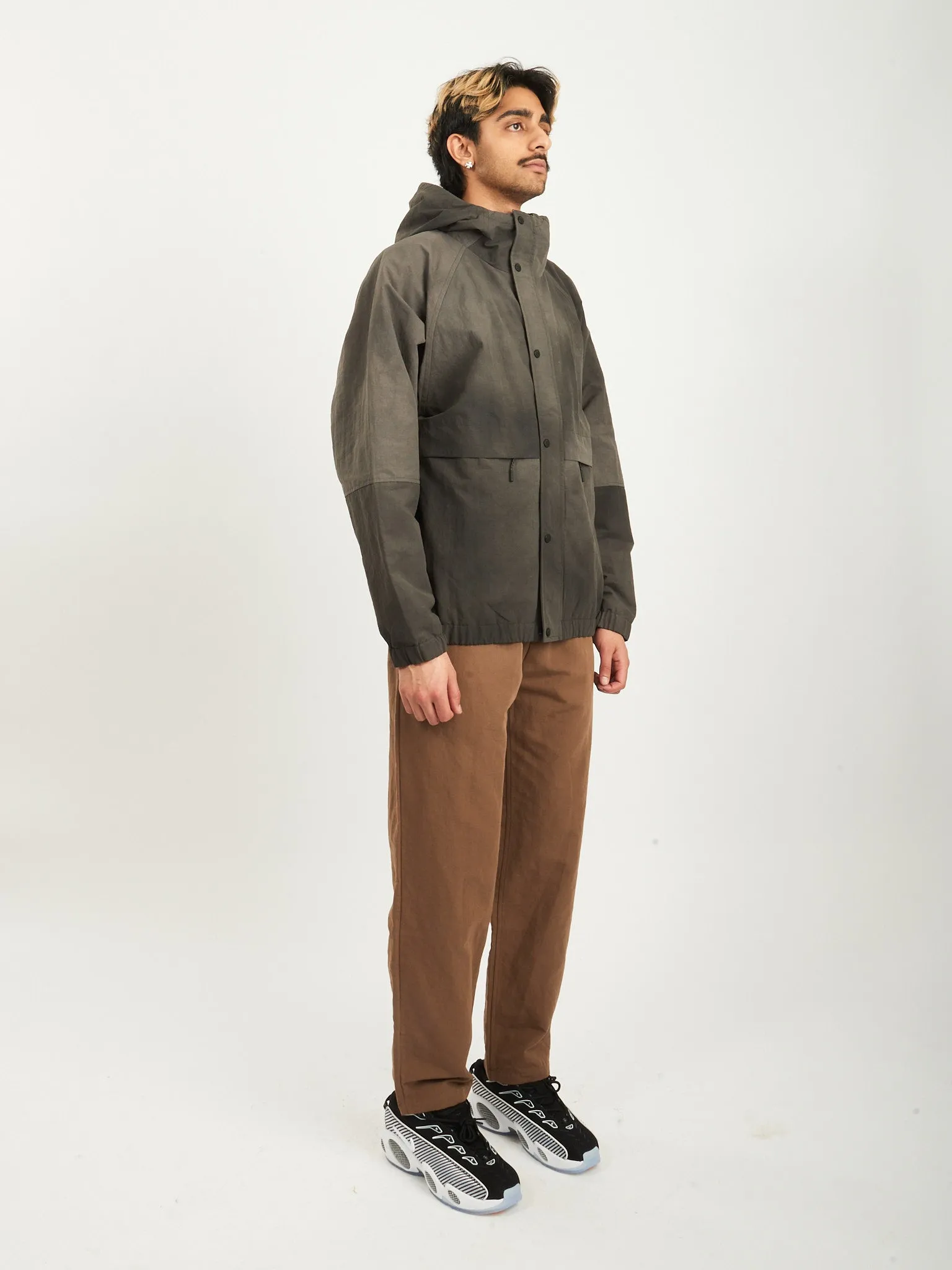 Black Herluf Wave Dye Nylon Windbreaker