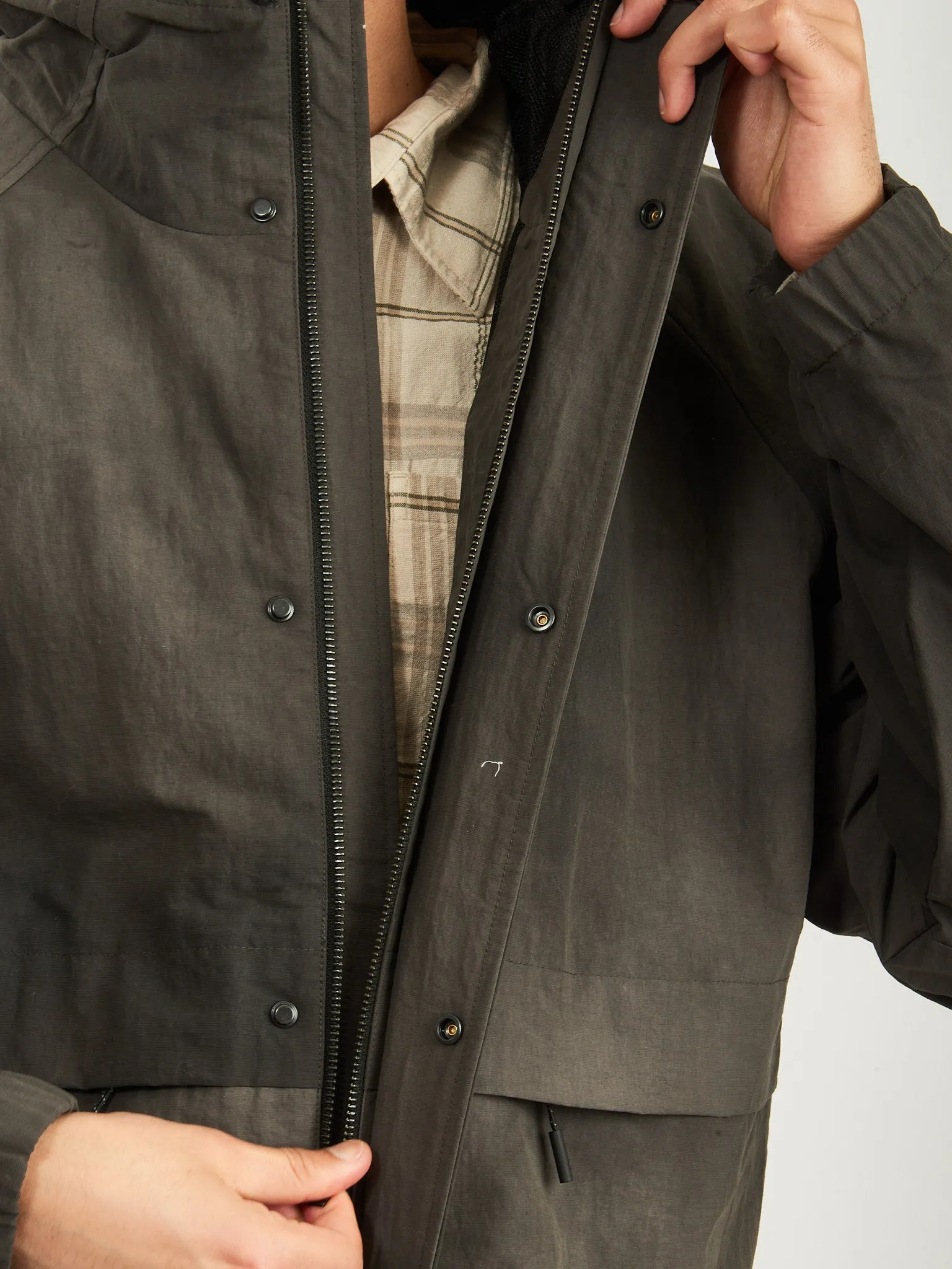 Black Herluf Wave Dye Nylon Windbreaker