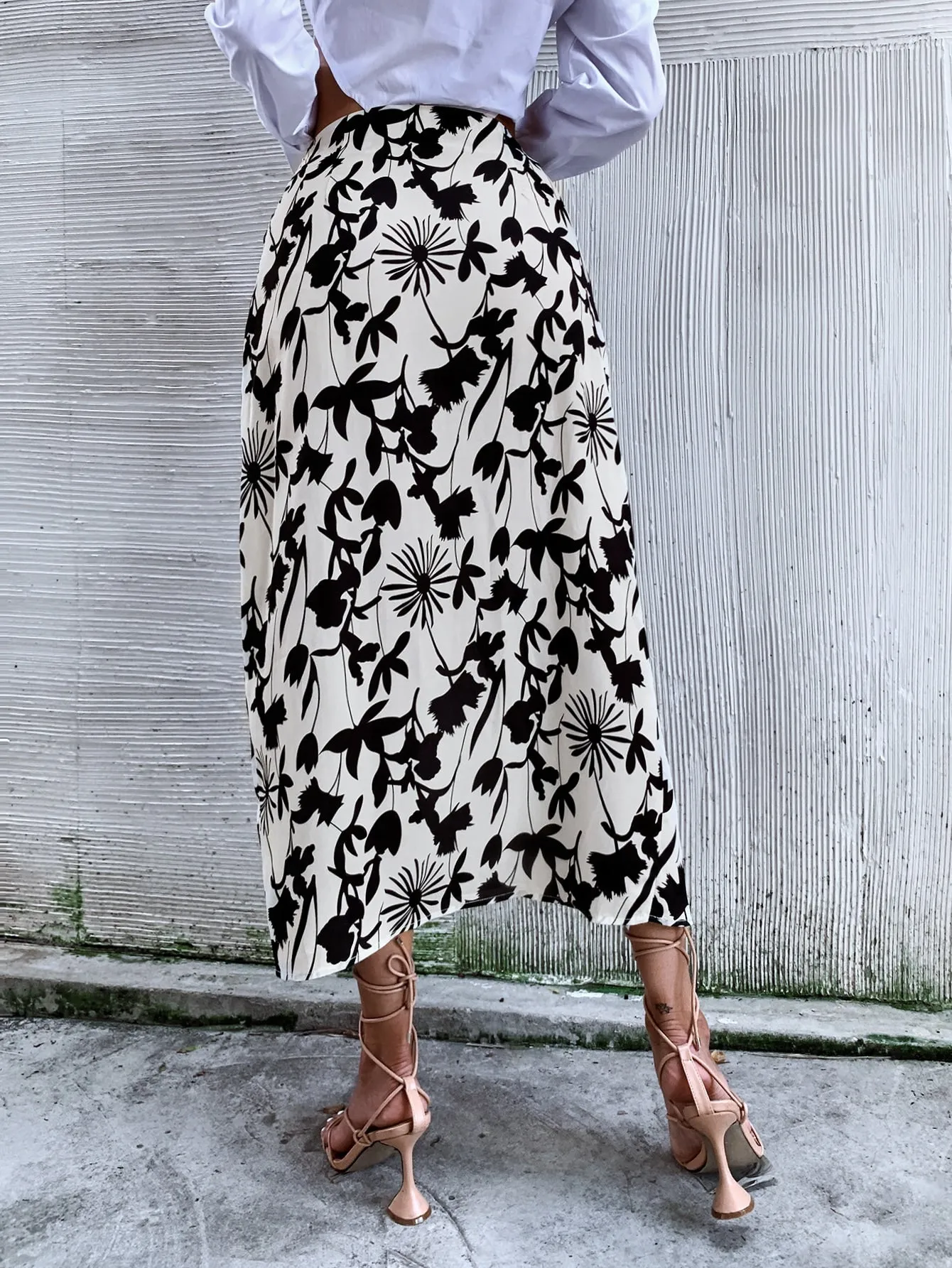 Boho All Over Print Knot High Waist Long Women Skirt