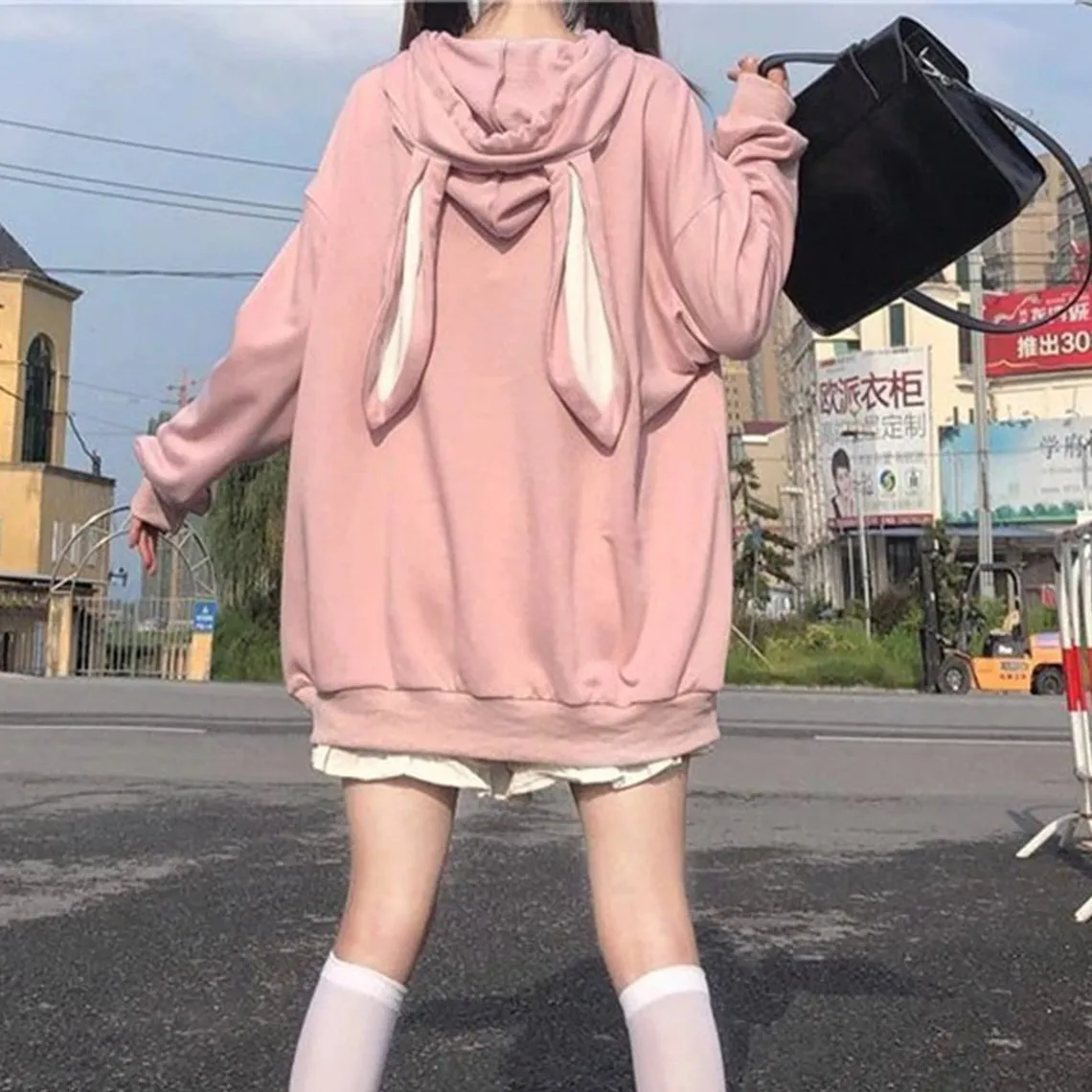 Bunny Ears Hooded Kawaii Print Fashion Hoodies