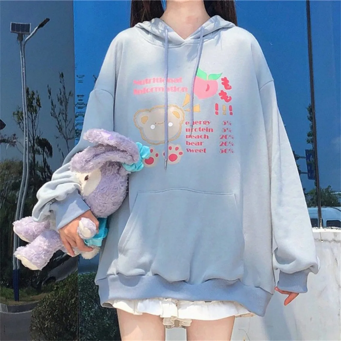 Bunny Ears Hooded Kawaii Print Fashion Hoodies