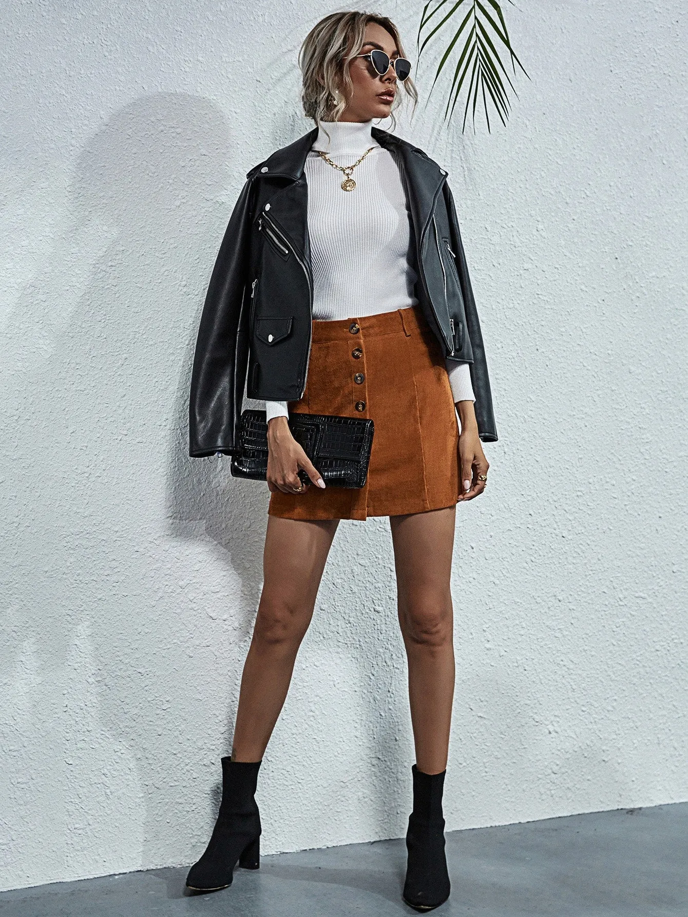 Casual Plain Button Front Natural Mini Women Skirt