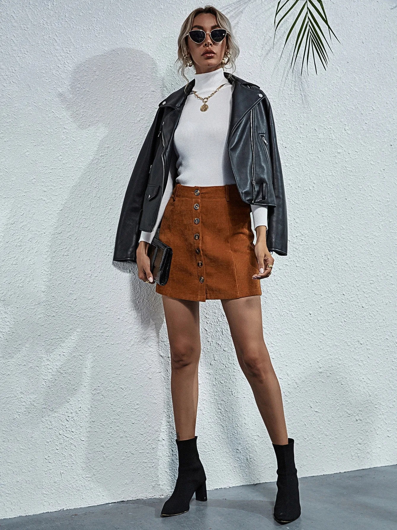 Casual Plain Button Front Natural Mini Women Skirt