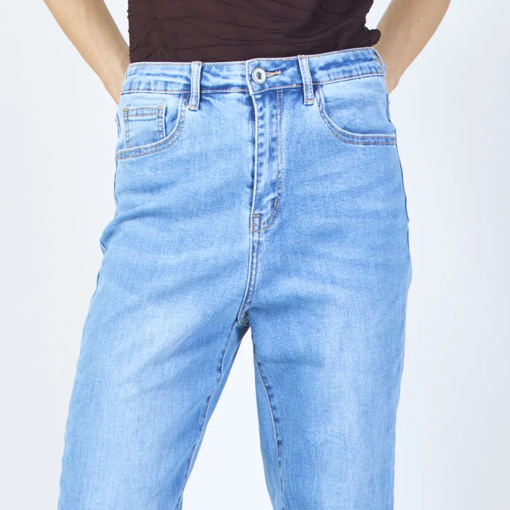 Classic denim jeans with cuffed hem wholesale