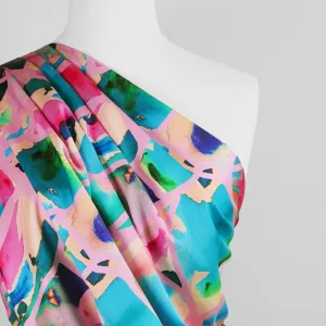Cotton Satin - Light Pink Resonate Neon Woven Fabric by Nerida Hansen