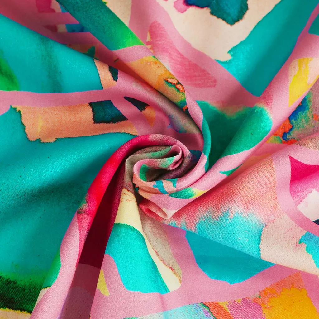 Cotton Satin - Light Pink Resonate Neon Woven Fabric by Nerida Hansen