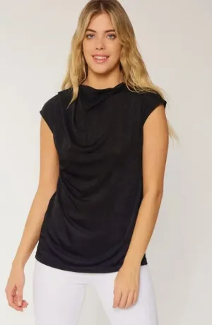 Cowl Neck Sheer Sleeveless Top