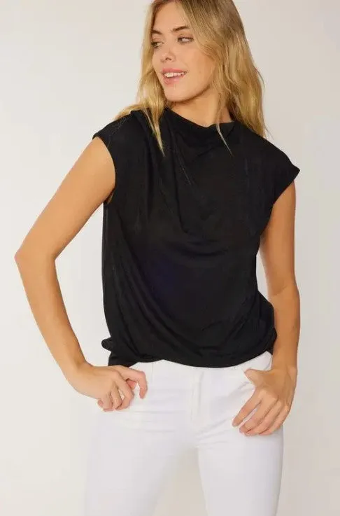Cowl Neck Sheer Sleeveless Top