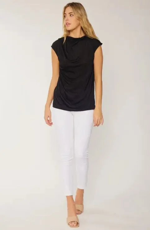 Cowl Neck Sheer Sleeveless Top