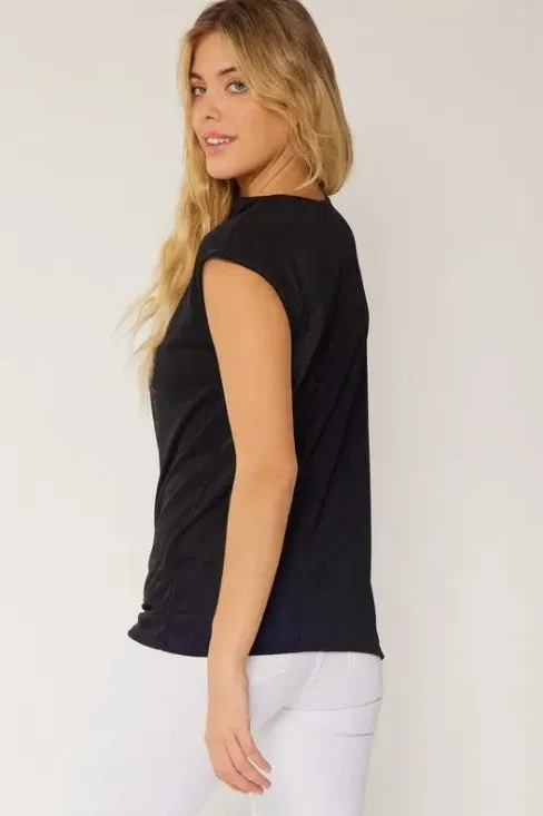 Cowl Neck Sheer Sleeveless Top