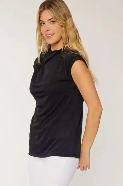 Cowl Neck Sheer Sleeveless Top