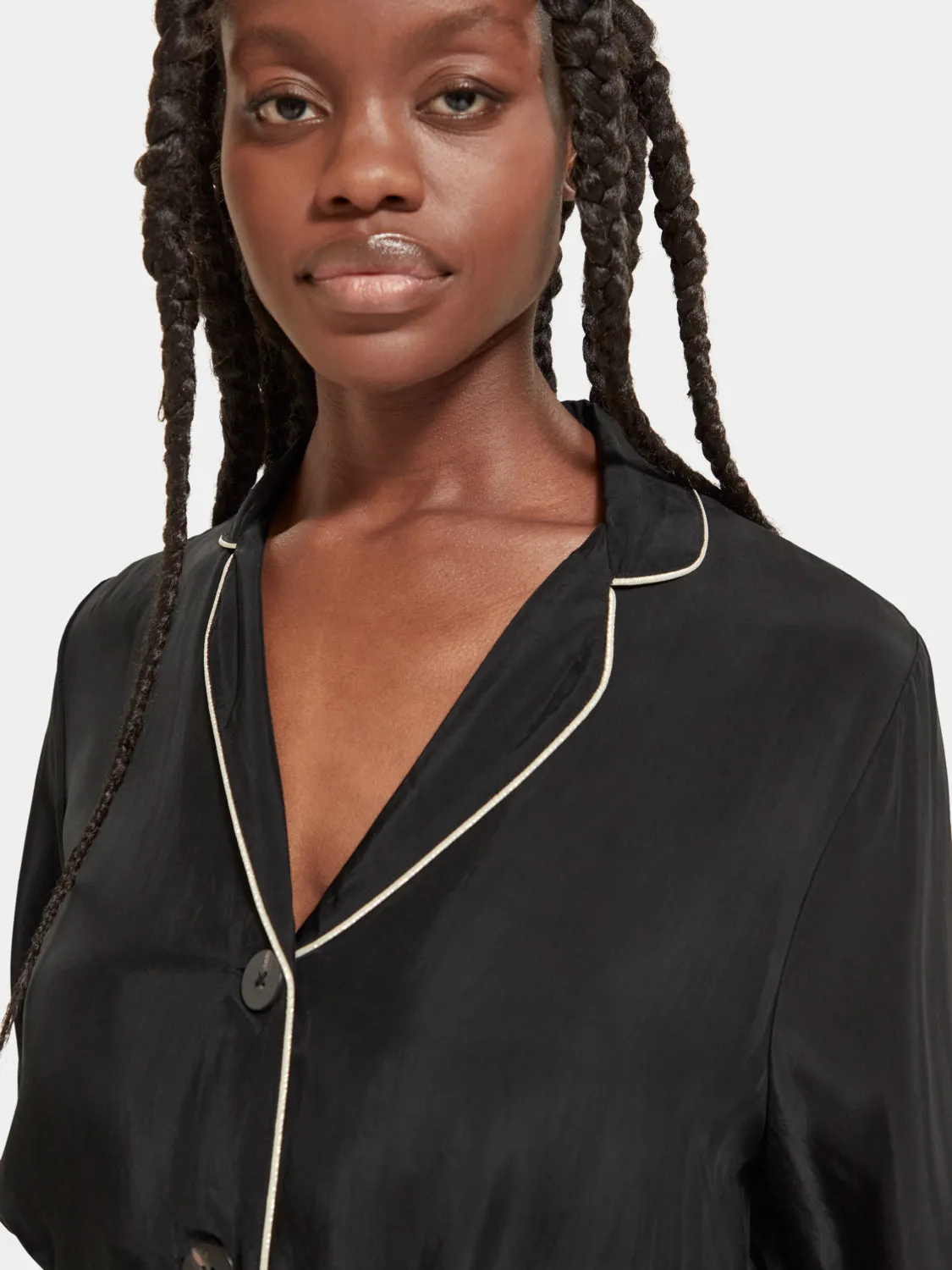 Embroidered belted pyjama blazer