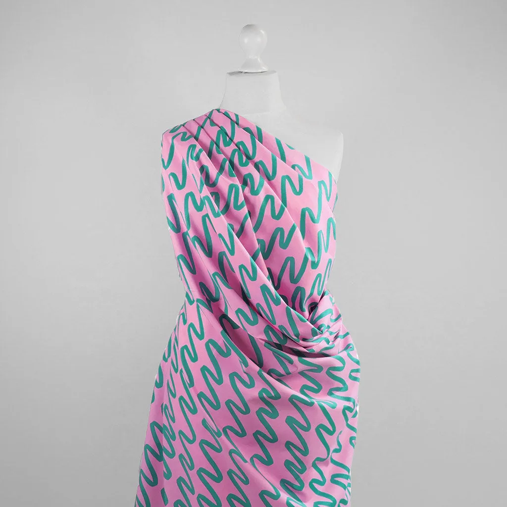 Fine Poplin - Light Pink Making Waves Cotton Woven Fabric by Nerida Hansen Sample