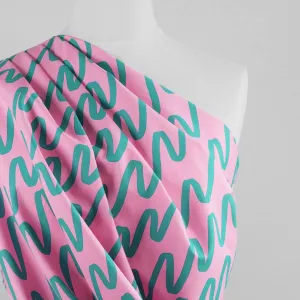 Fine Poplin - Light Pink Making Waves Cotton Woven Fabric by Nerida Hansen Sample