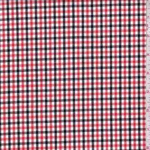 Fire/Black/White Check Cotton Shirting Fabric