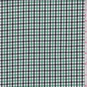 Green/Black/White Check Cotton Shirting Fabric