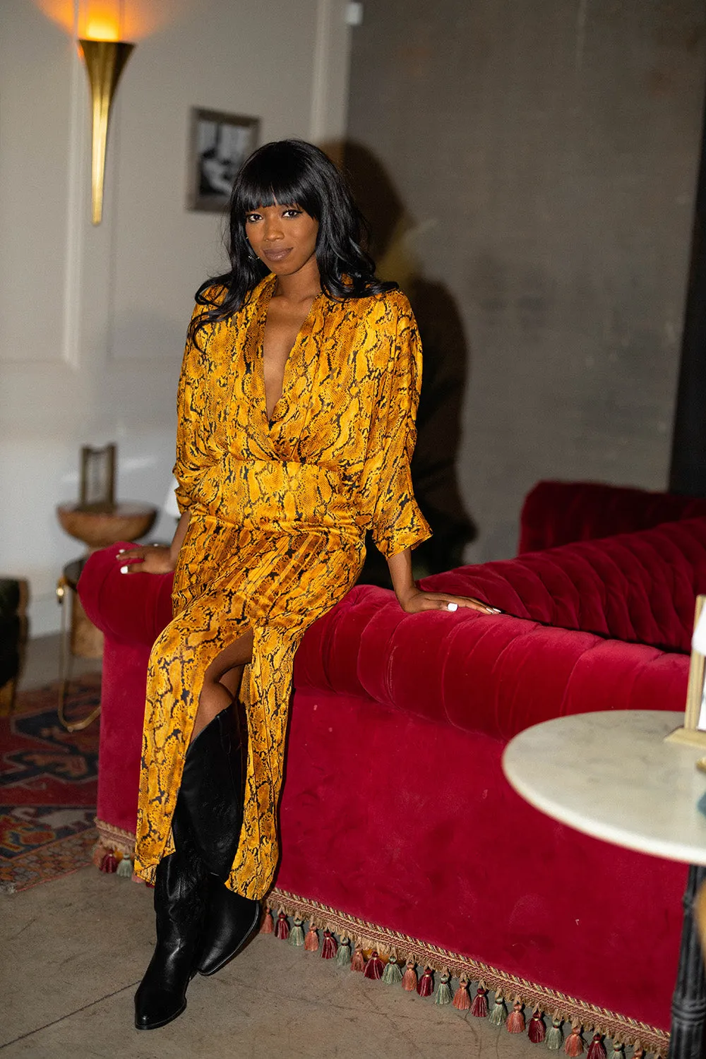Jude Long Sleeve Maxi Dress - Snake Charmer