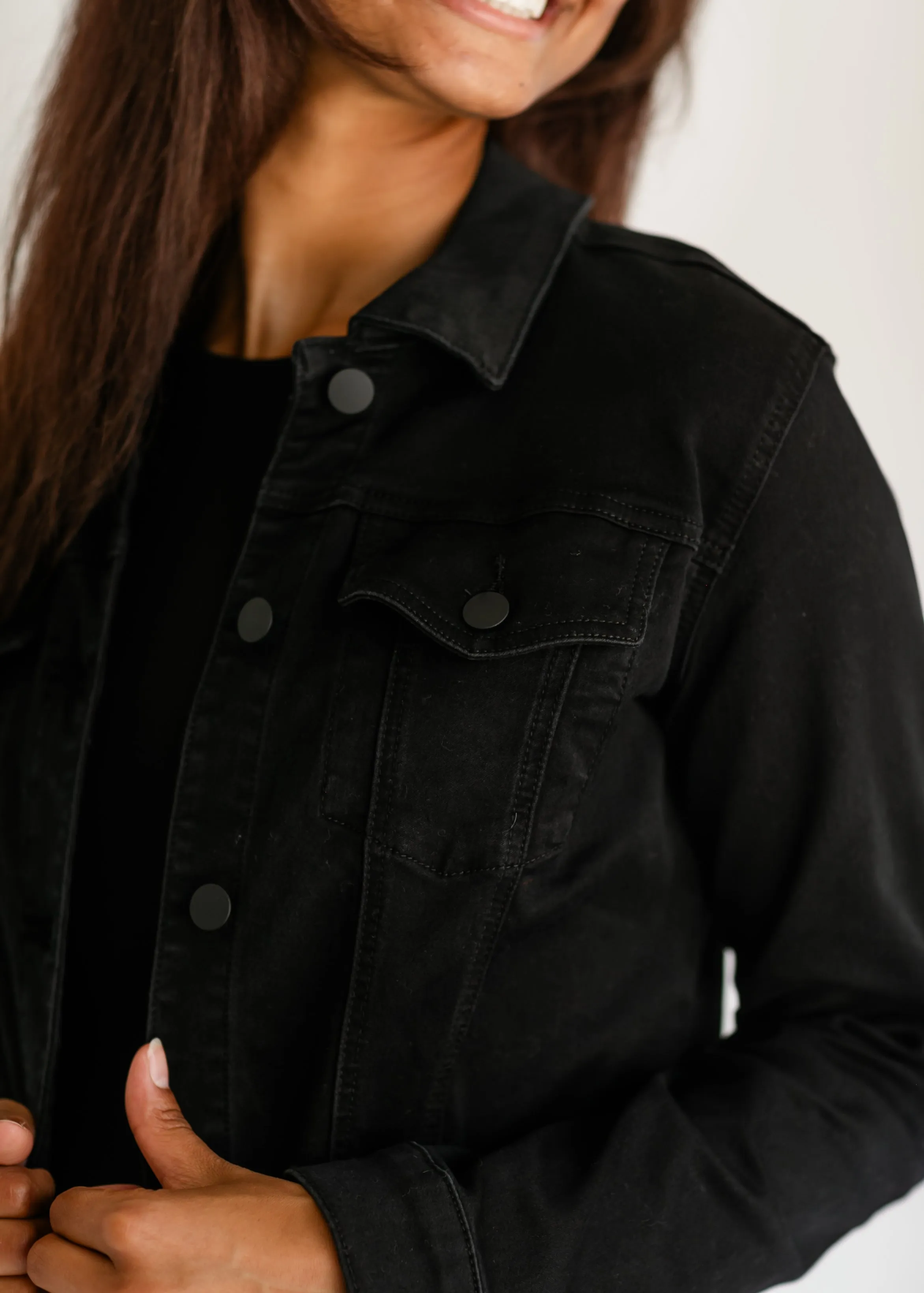 Julia Crop Black Denim Jacket - FINAL SALE