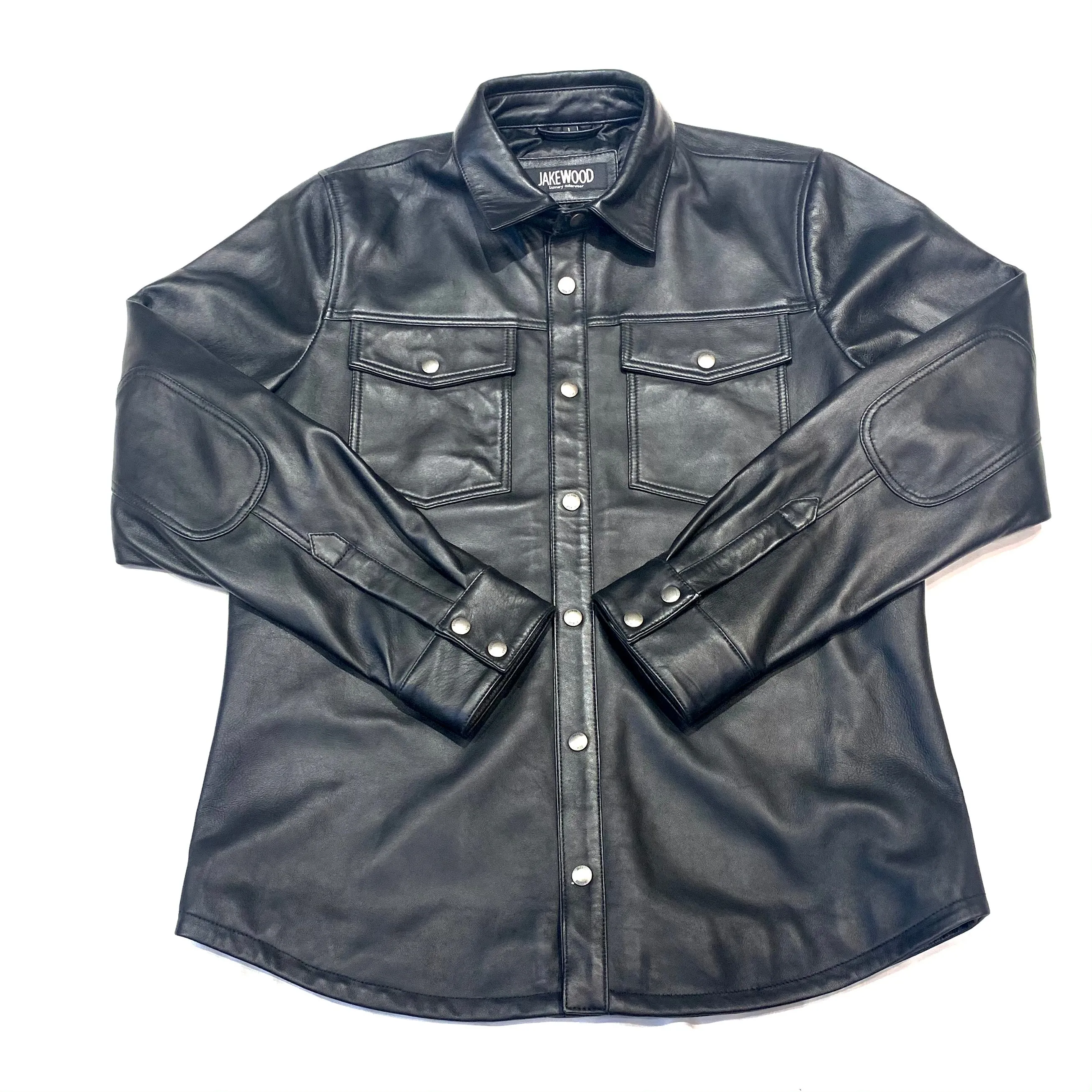 Kashani Men's Black Lambskin Button-Up Shirt