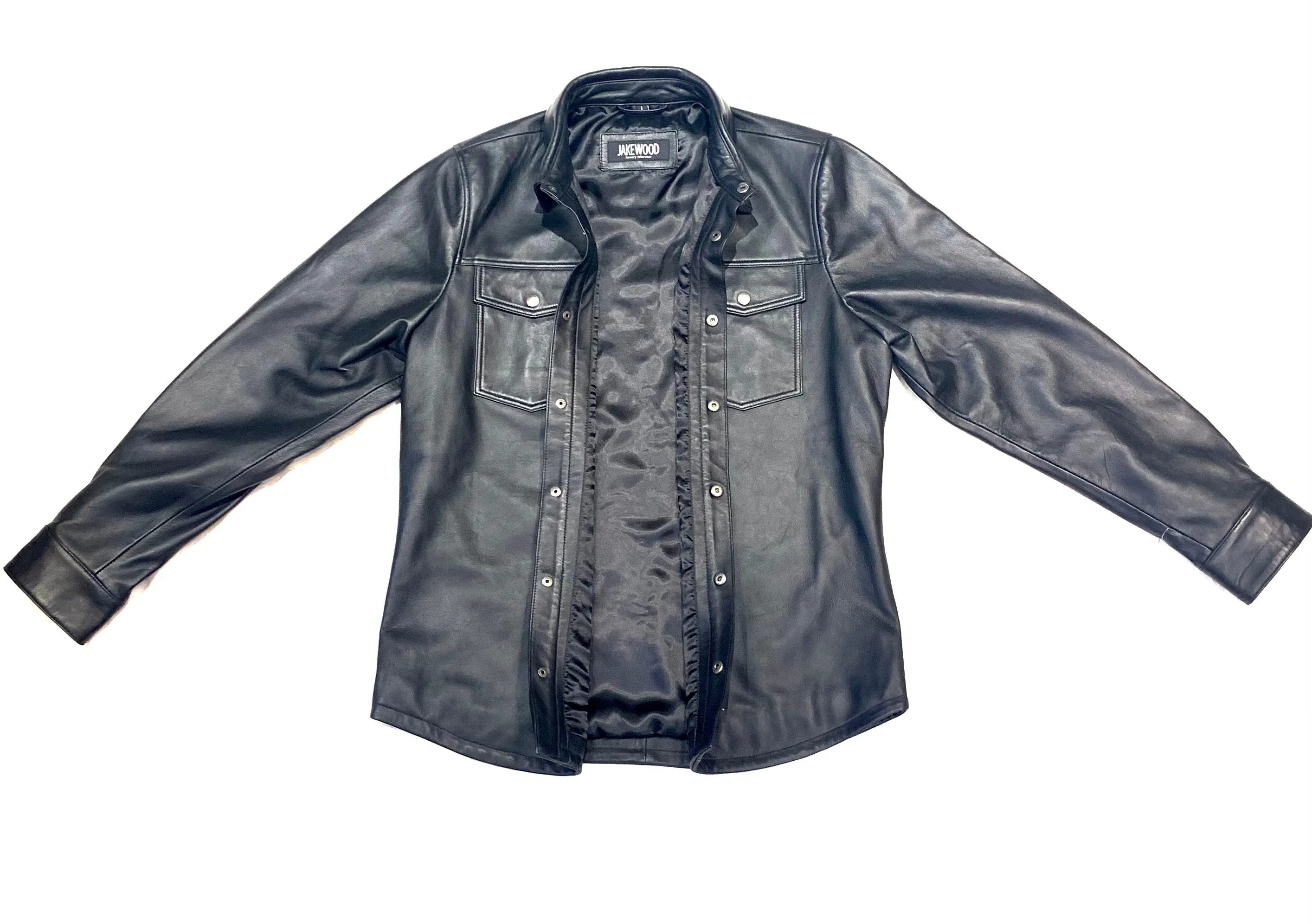 Kashani Men's Black Lambskin Button-Up Shirt