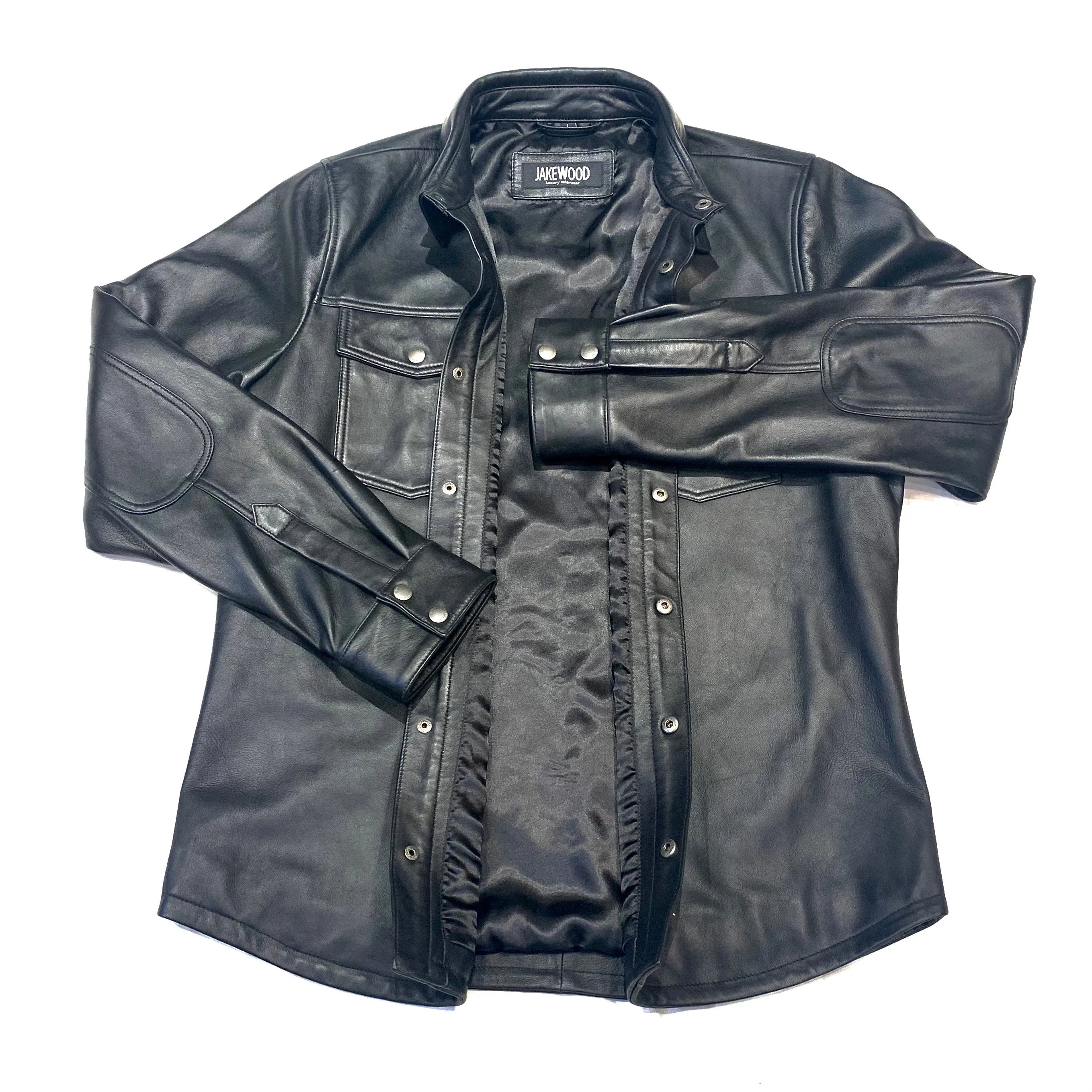 Kashani Men's Black Lambskin Button-Up Shirt