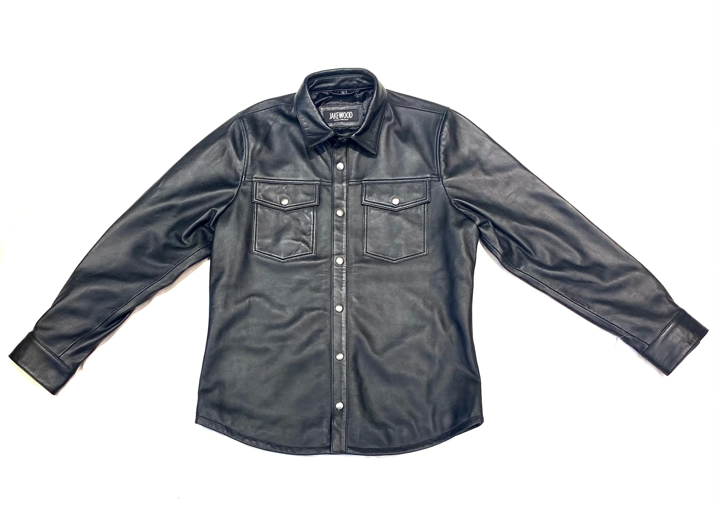 Kashani Men's Black Lambskin Button-Up Shirt