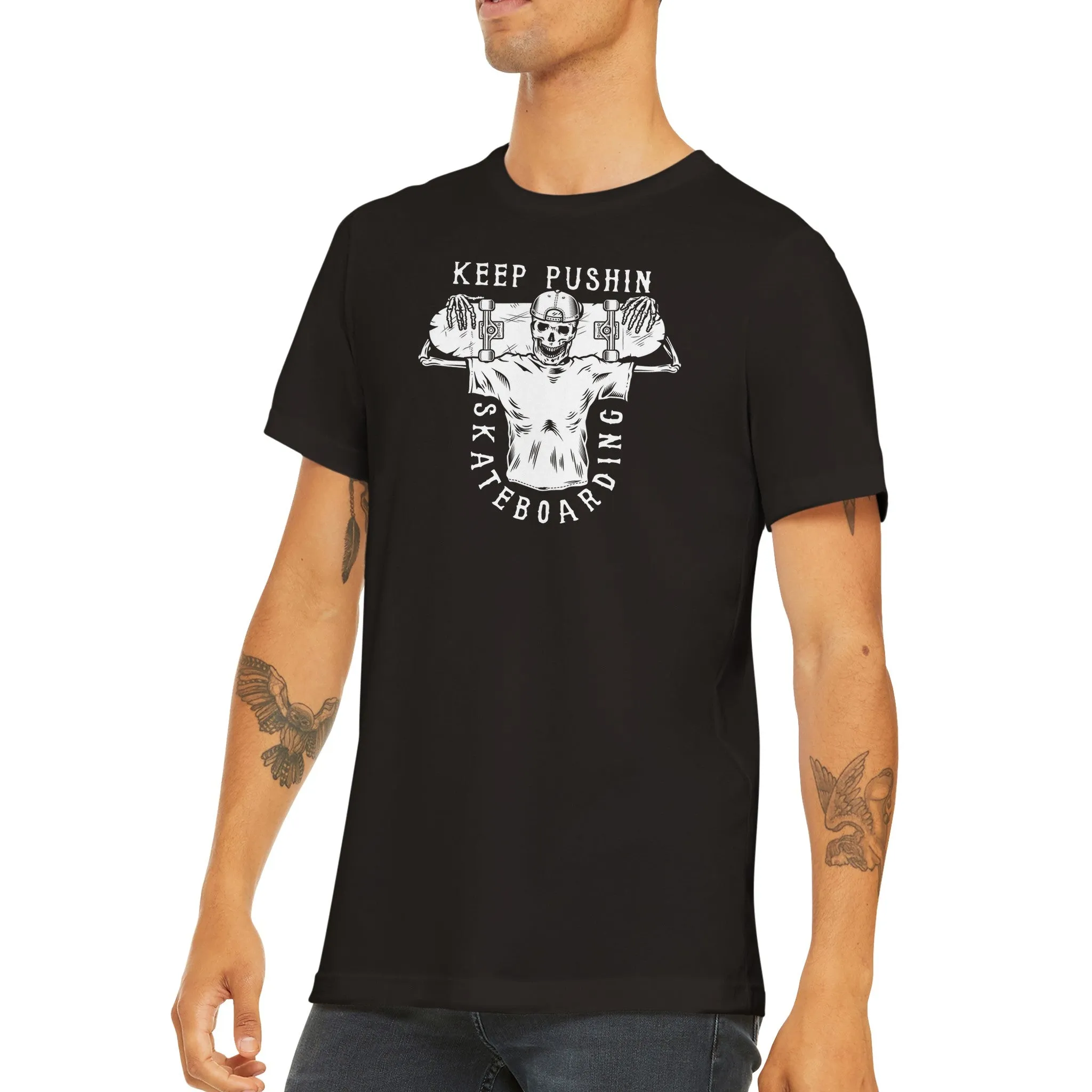 Keep Pushin Skateboarding - Classic Unisex Crewneck T-shirt