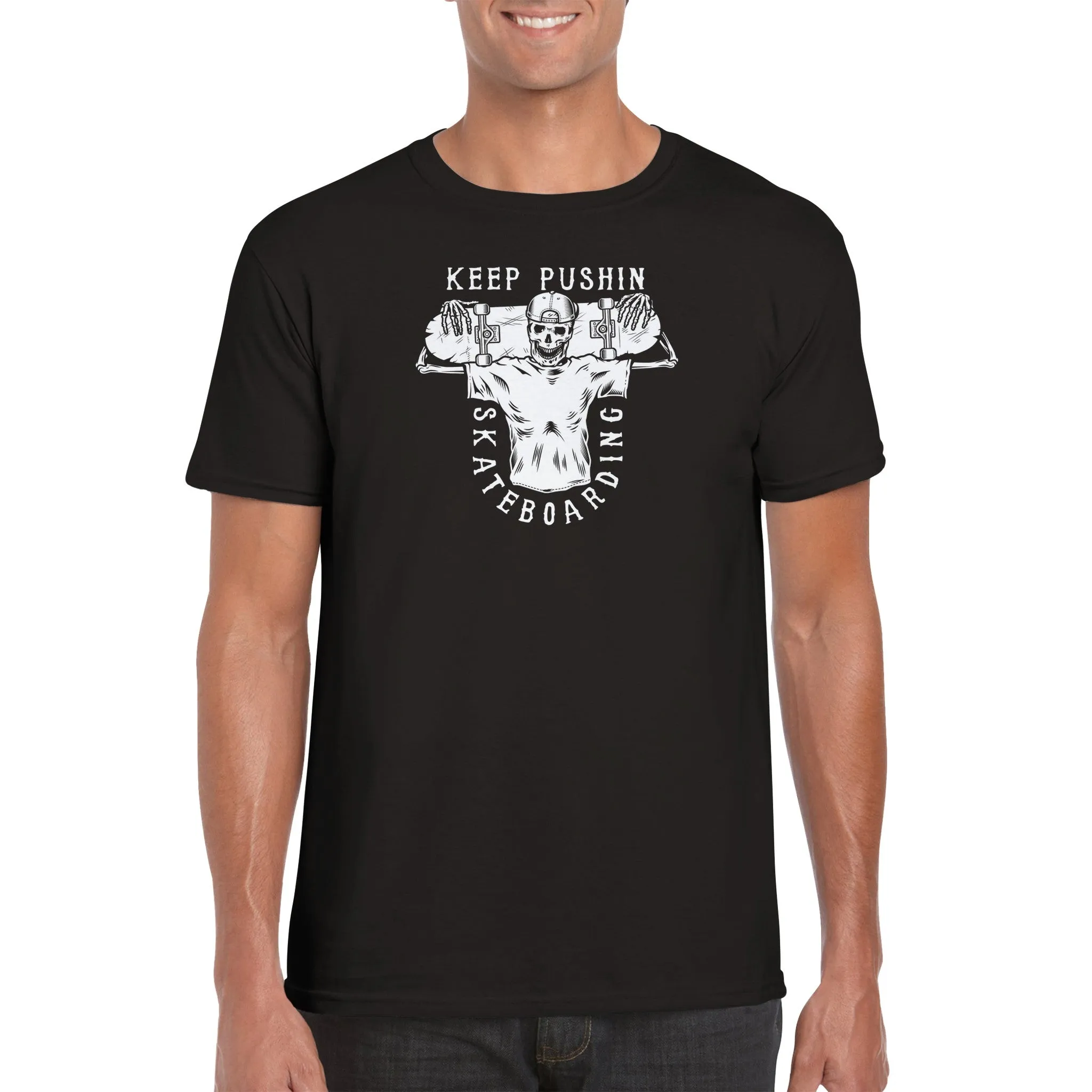Keep Pushin Skateboarding - Classic Unisex Crewneck T-shirt