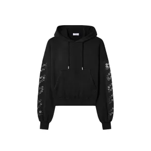 OFF-WHITE Eyelet Diagonal Popover Hoodie Black