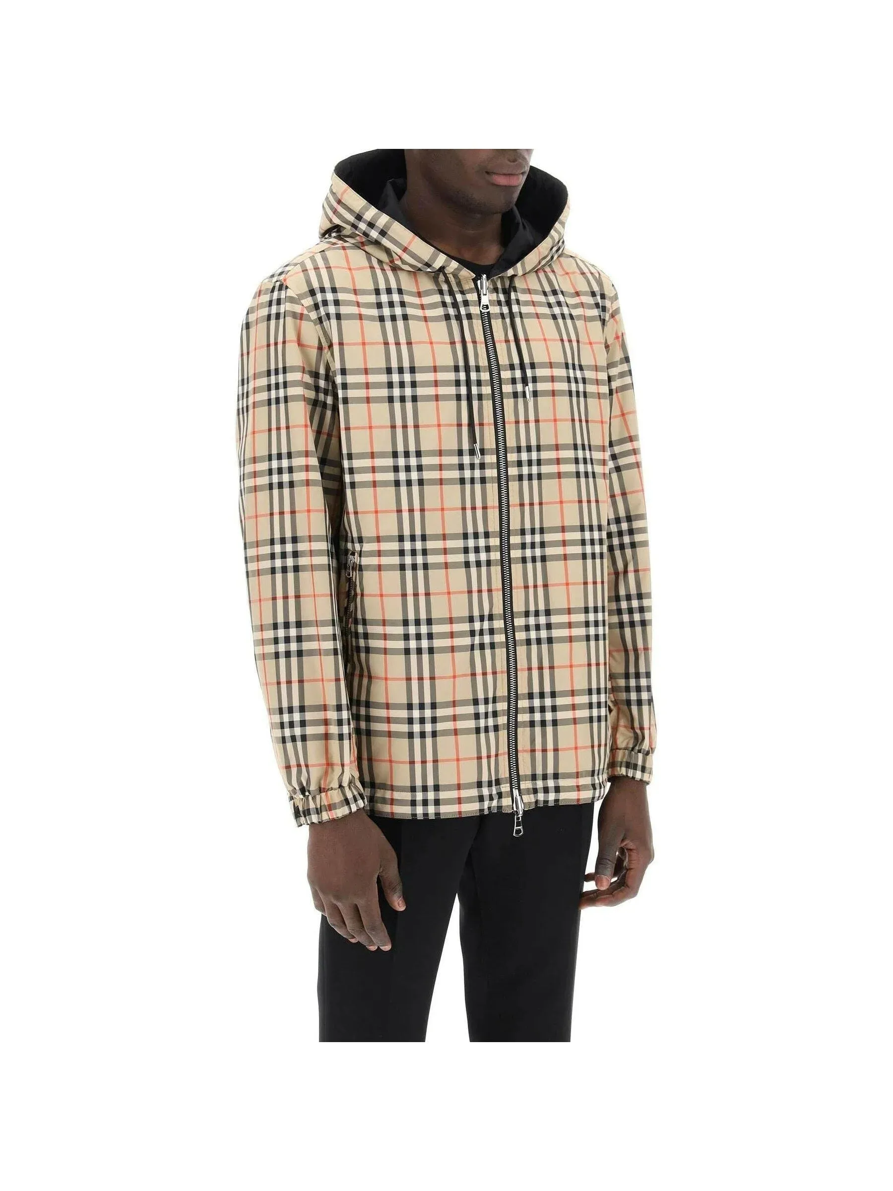 Reversible Check Hooded Jacket