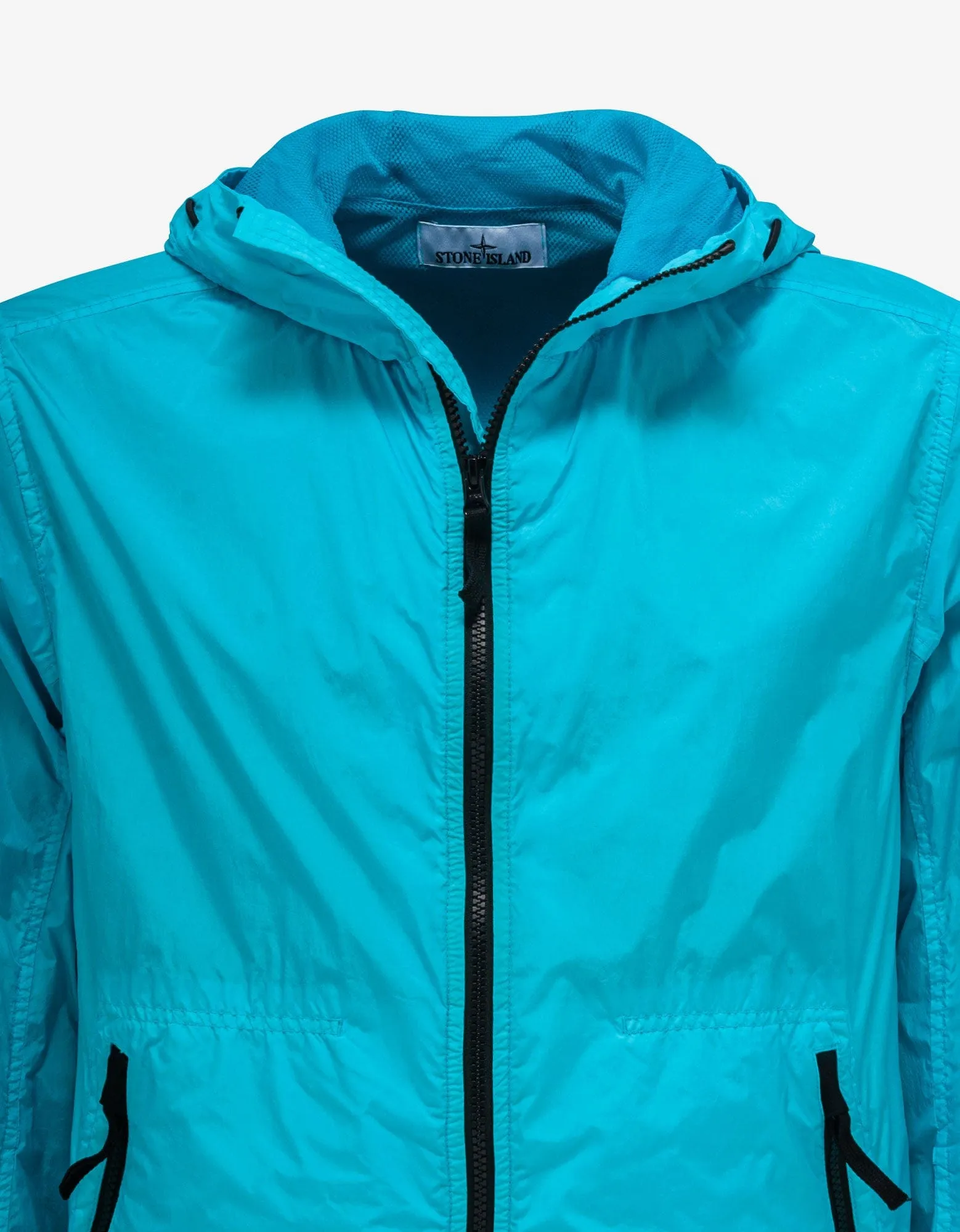 Stone Island Garment Dyed Crinkle Reps NY Turquoise Windbreaker