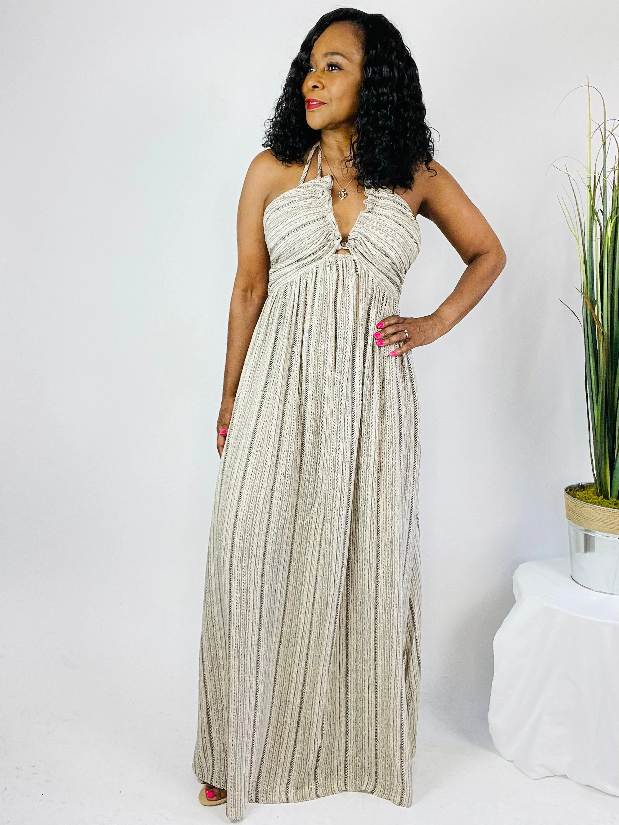 Zaria Halter Backless Maxi Dress