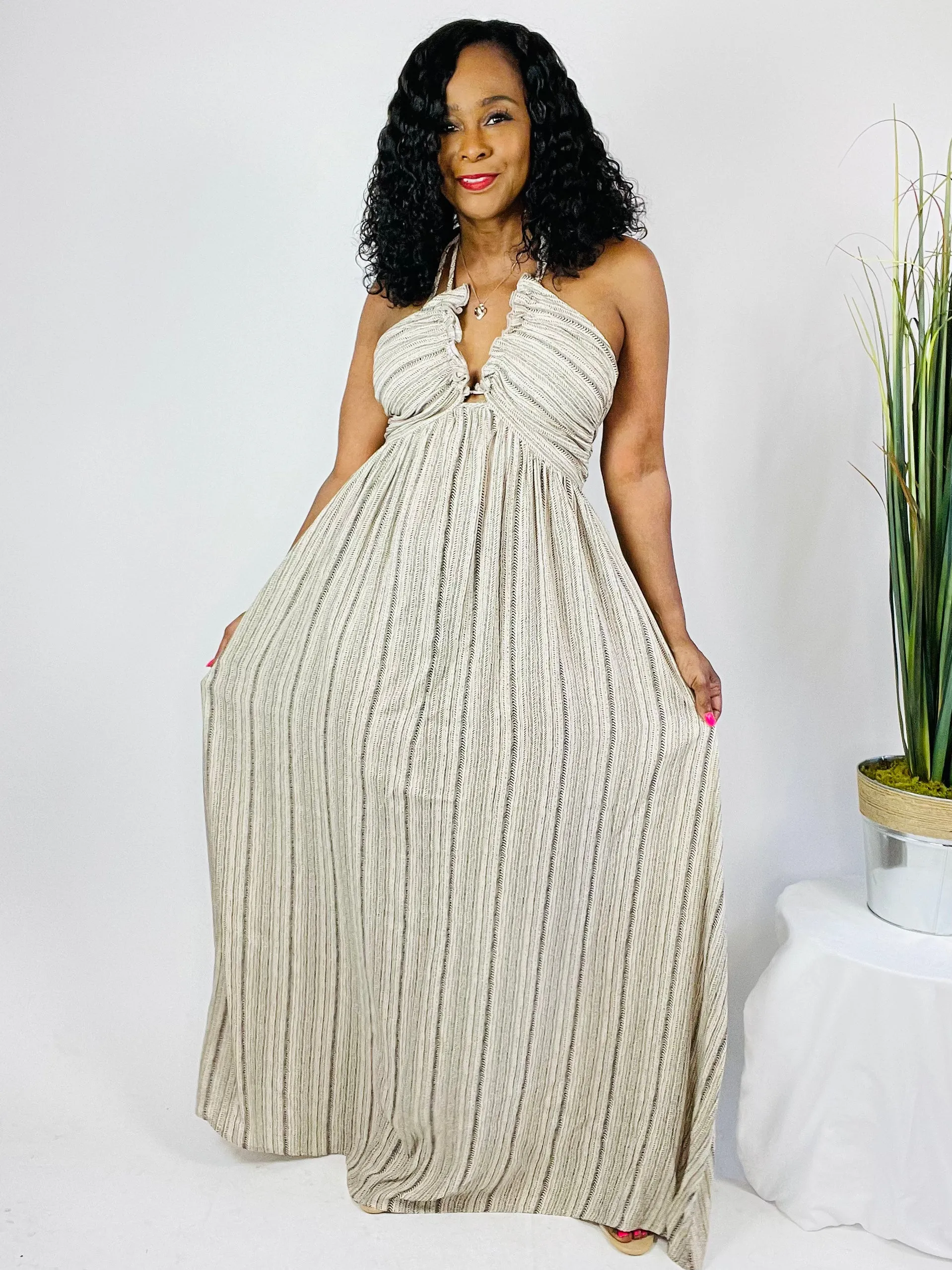Zaria Halter Backless Maxi Dress