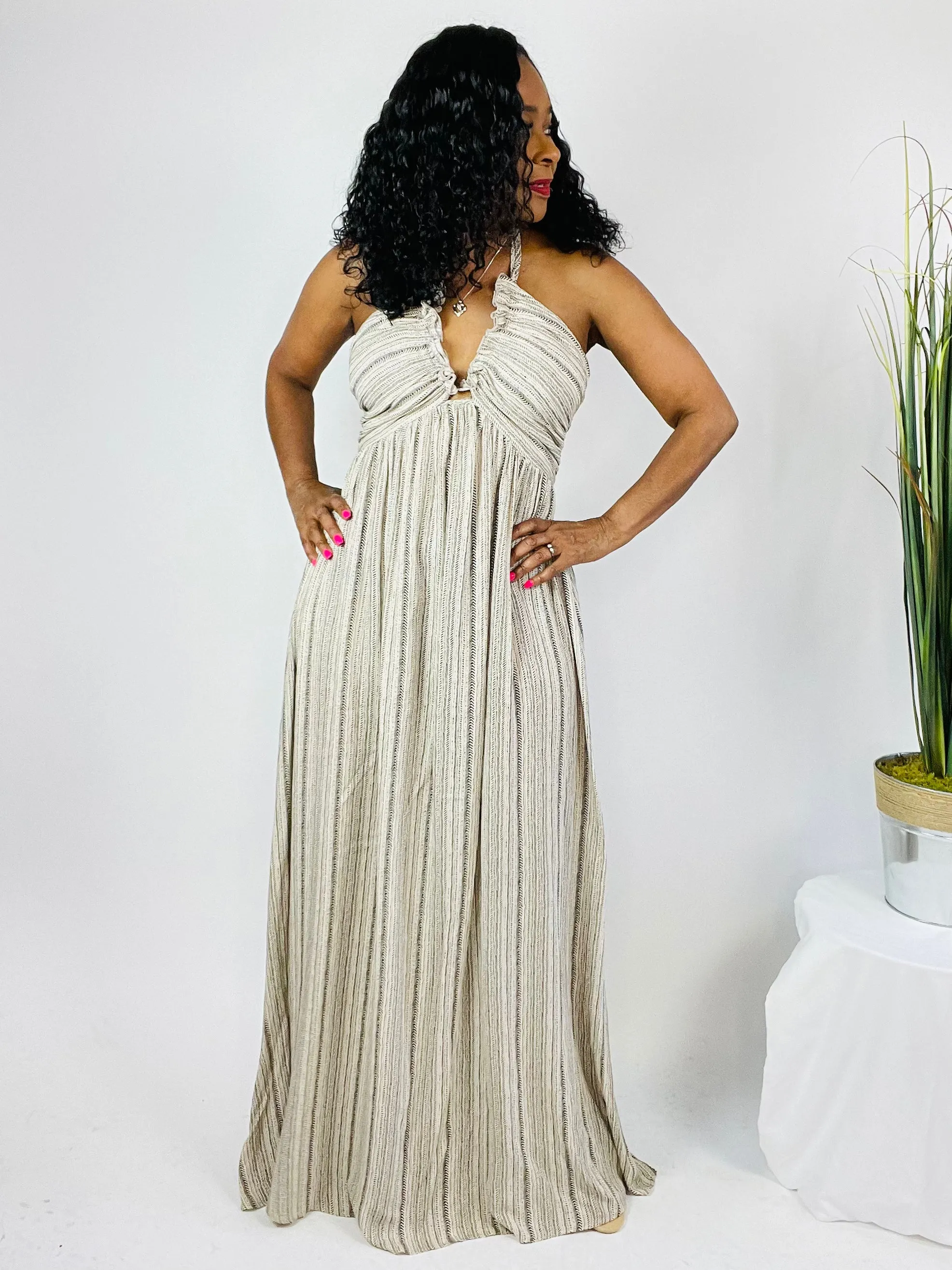 Zaria Halter Backless Maxi Dress