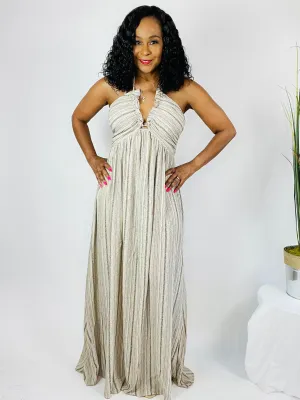 Zaria Halter Backless Maxi Dress