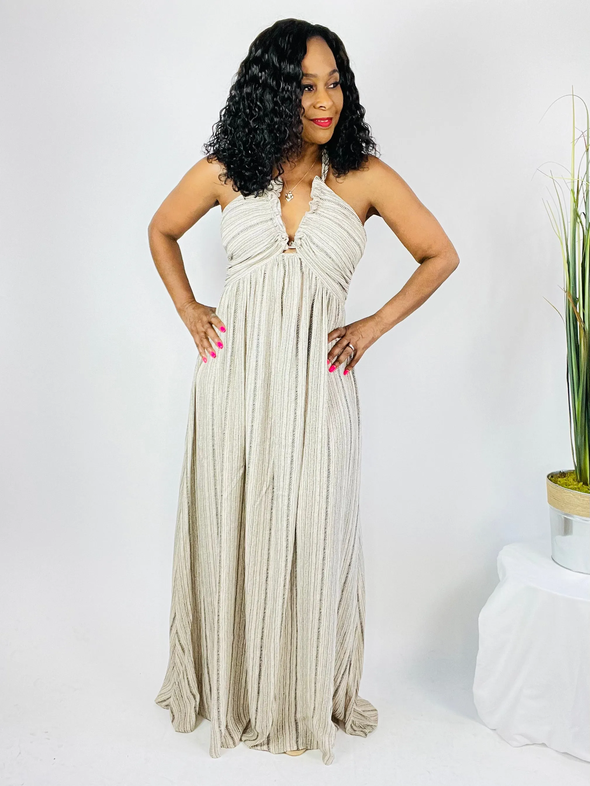 Zaria Halter Backless Maxi Dress