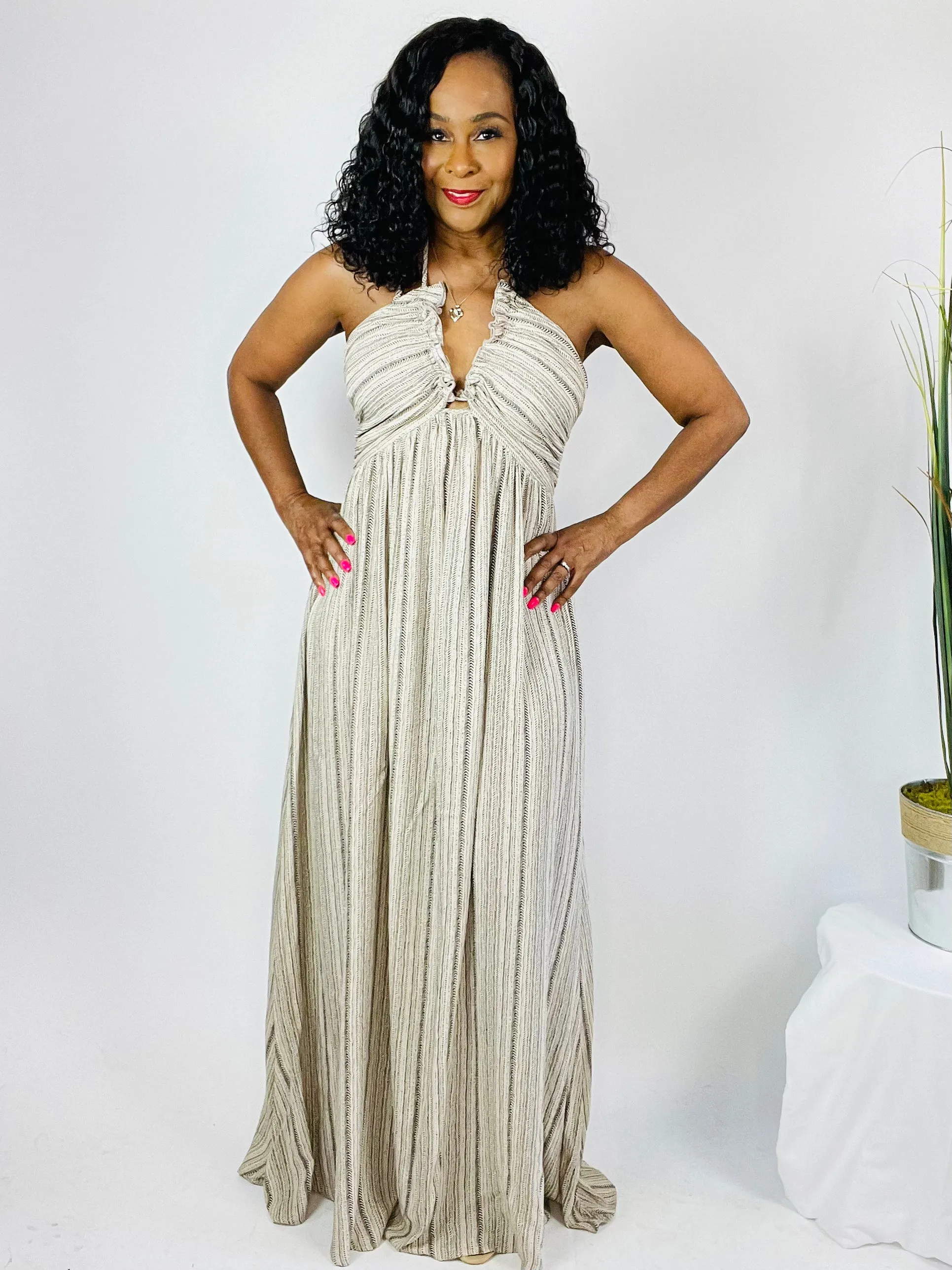 Zaria Halter Backless Maxi Dress